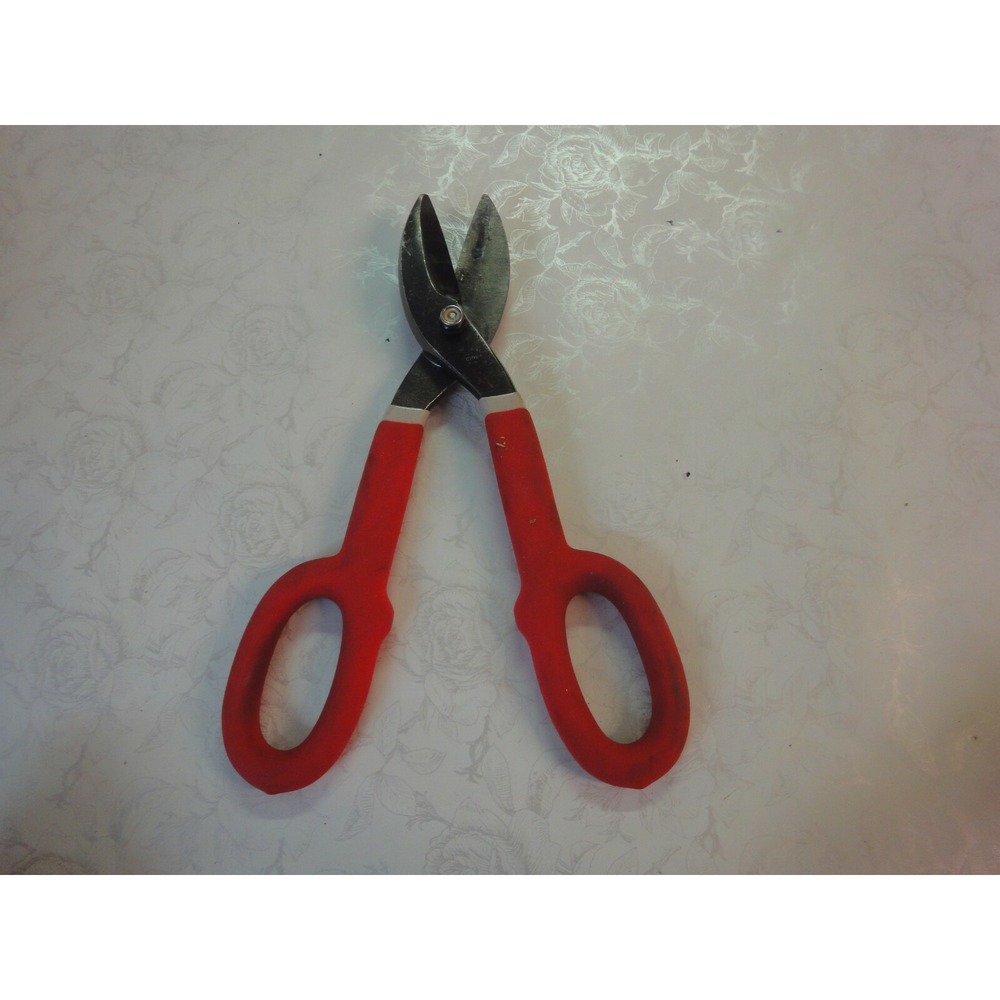 Husky heavy duty 10.5" tin snips shears cutters scissors red handle‎ hand tool